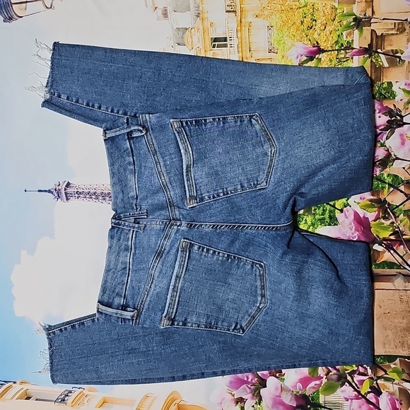 Good American Raw Hem Skinny High Waist Blue Jeans Size 00-4 - Picture 5 of 5